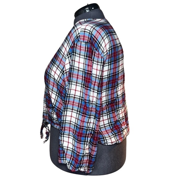Lane Bryant Plaid Flannel Classic Button-Down Tie-Hem Top (Size 18) - Picture 2 of 5